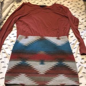 Aztec print pencil skirt